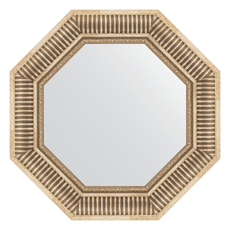 Зеркало в багетной раме - серебряный акведук 78х78см Evoform Octagon BY 3816