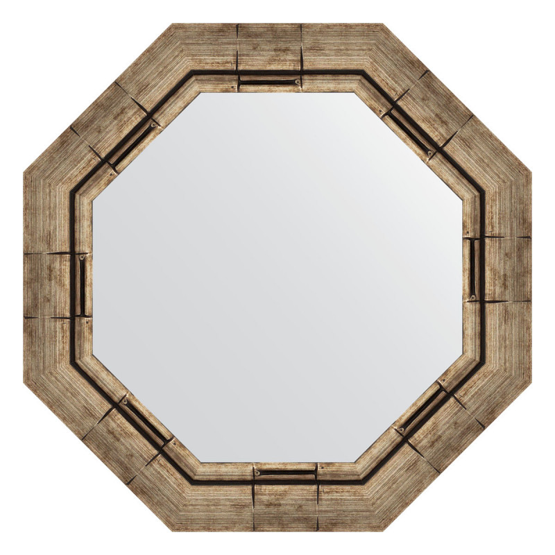 Зеркало в багетной раме - серебряный акведук 53х53см Evoform Octagon BY 3667