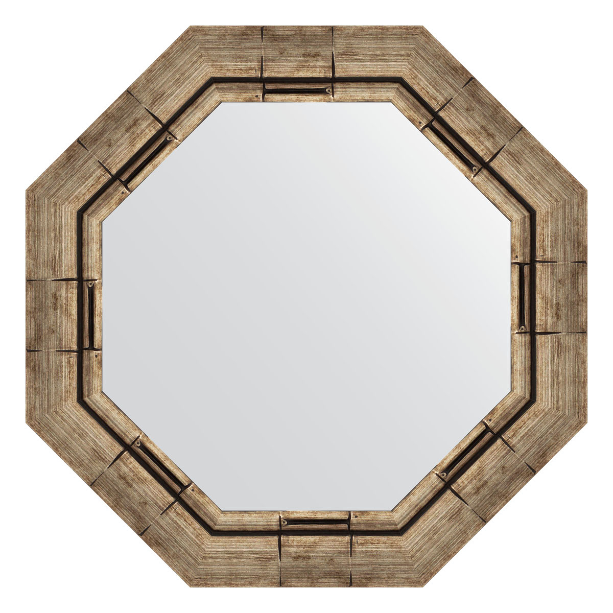 Зеркало в багетной раме - серебряный акведук 68х68см Evoform Octagon BY 7323