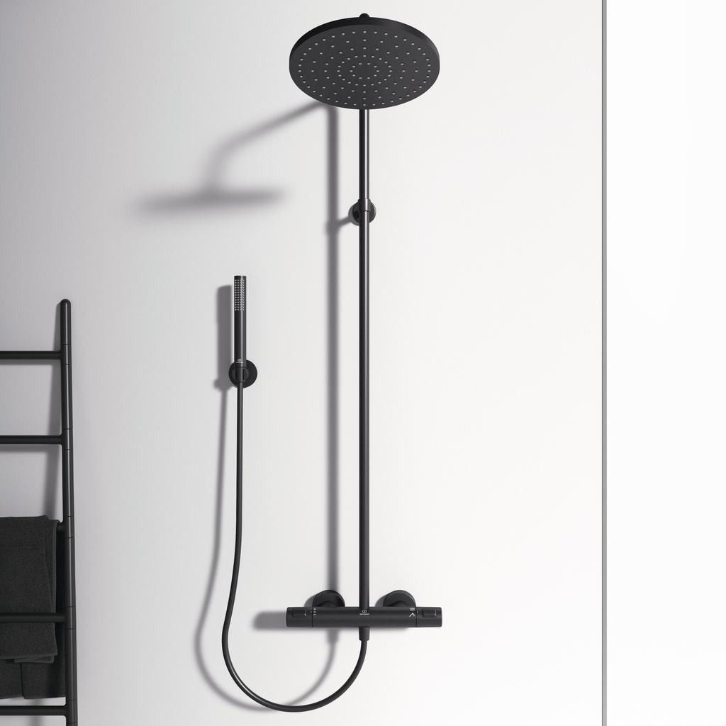 Душевая система Ideal Standard CERATHERM T25 с термостатическим смесителем, Silk Black, BC748XG
