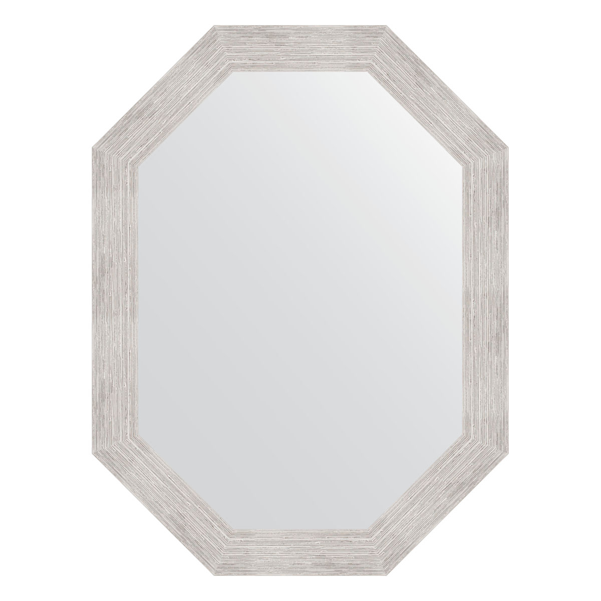 Зеркало в багетной раме - серебряный дождь 62х82см Evoform Octagon BY 7087
