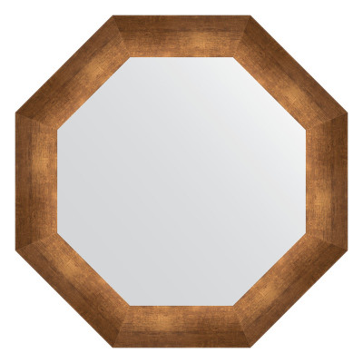 Зеркало в багетной раме - состаренная бронза 52х52см Evoform Octagon BY 3730