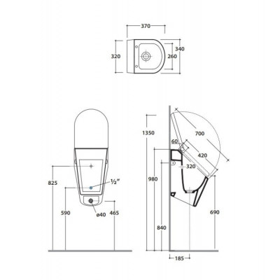 Крышка для писсуара Globo FORTY3 с плавным опусканием SoftClose, белая, FO024BI