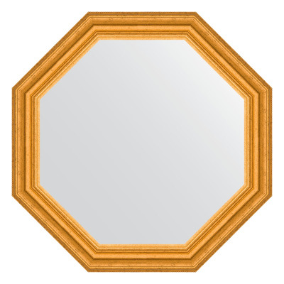 Зеркало в багетной раме - состаренное золото 63х63см Evoform Octagon BY 3734