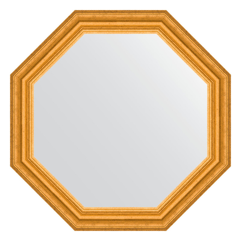 Зеркало в багетной раме - состаренное золото 63х63см Evoform Octagon BY 3734