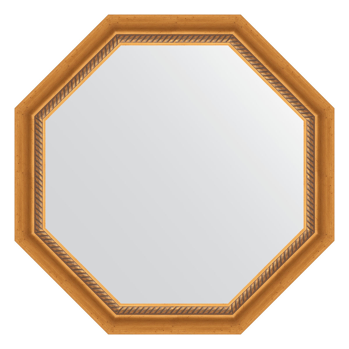 Зеркало в багетной раме - состаренное золото с плетением 73х73см Evoform Octagon BY 3753
