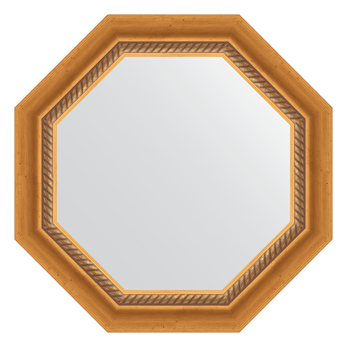Зеркало в багетной раме - состаренное золото с плетением 58х58см Evoform Octagon BY 7312