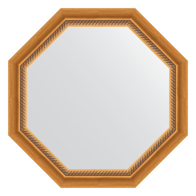 Зеркало в багетной раме - состаренное золото с плетением 68х68см Evoform Octagon BY 7313