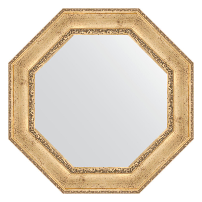 Зеркало в багетной раме - состаренное серебро с орнаментом 83х83см Evoform Octagon BY 3672