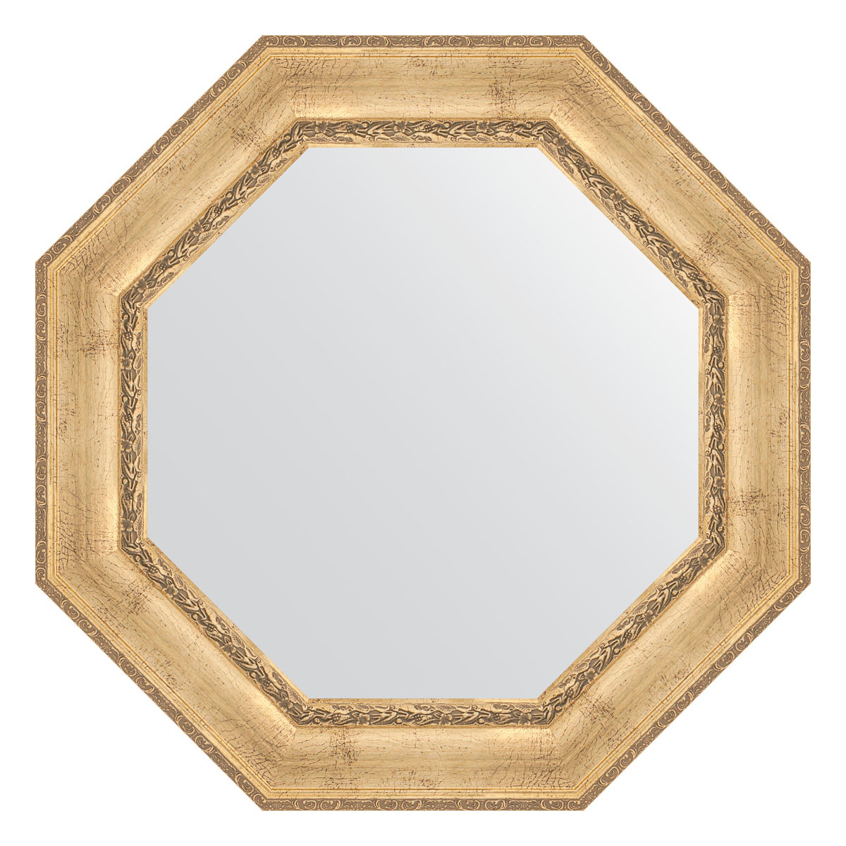 Зеркало в багетной раме - состаренное серебро с орнаментом 83х83см Evoform Octagon BY 3672