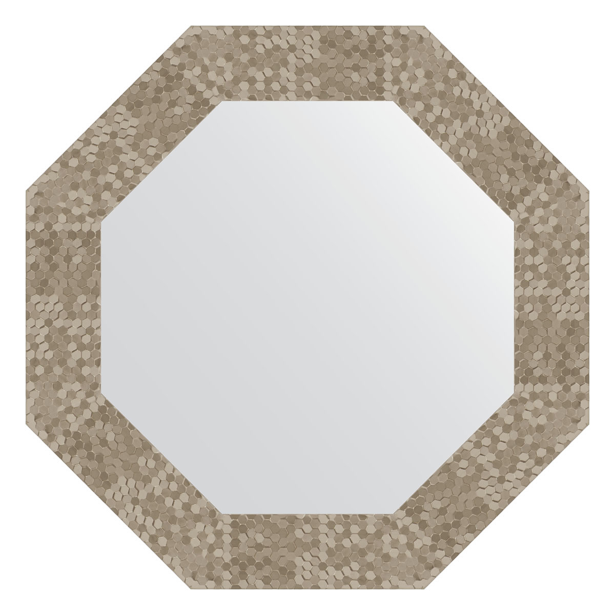 Зеркало в багетной раме - соты титан 53х53см Evoform Octagon BY 3748