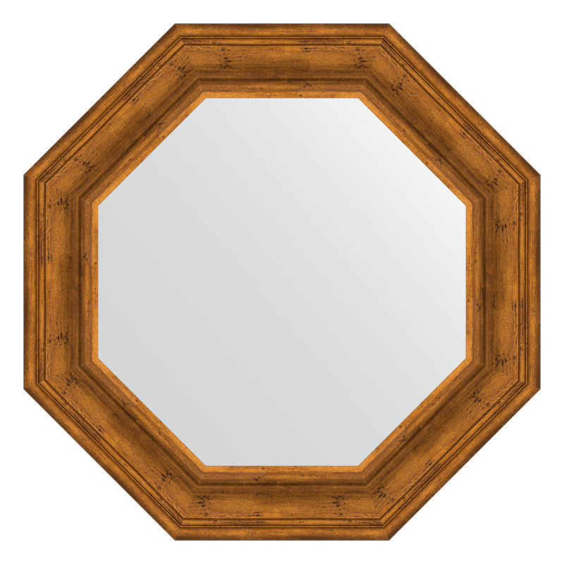 Зеркало в багетной раме - травленая бронза 64х64см Evoform Octagon BY 7366