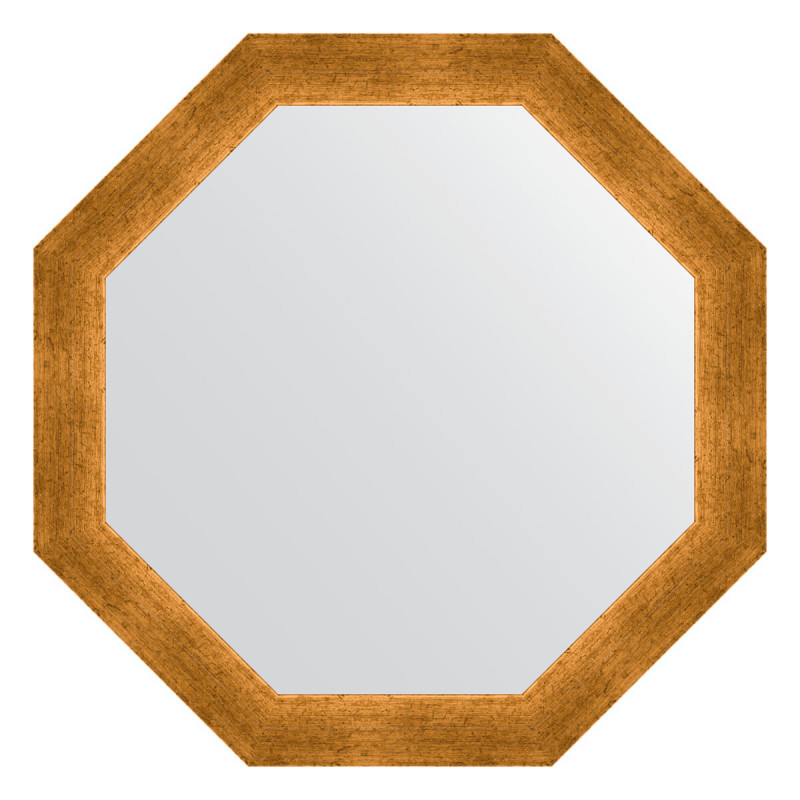 Зеркало в багетной раме - травленое золото 60х60см Evoform Octagon BY 3701