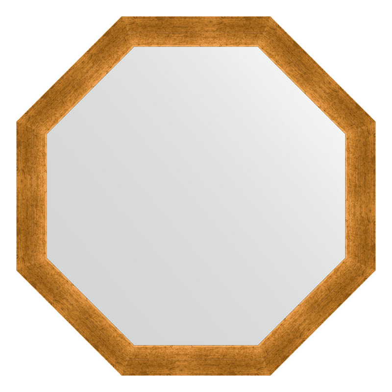 Зеркало в багетной раме - травленое золото 70х70см Evoform Octagon BY 3702