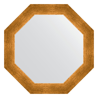 Зеркало в багетной раме - травленое золото 55х55см Evoform Octagon BY 3973