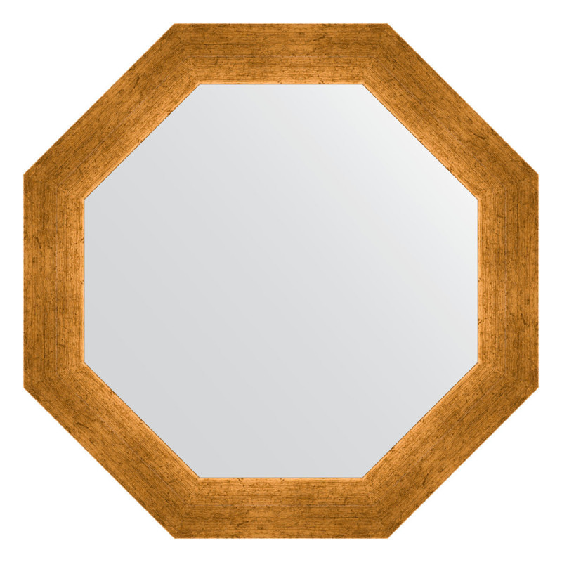 Зеркало в багетной раме - травленое золото 55х55см Evoform Octagon BY 3973