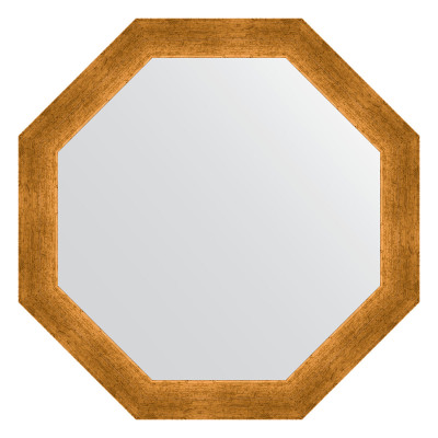 Зеркало в багетной раме - травленое золото 65х65см Evoform Octagon BY 3974