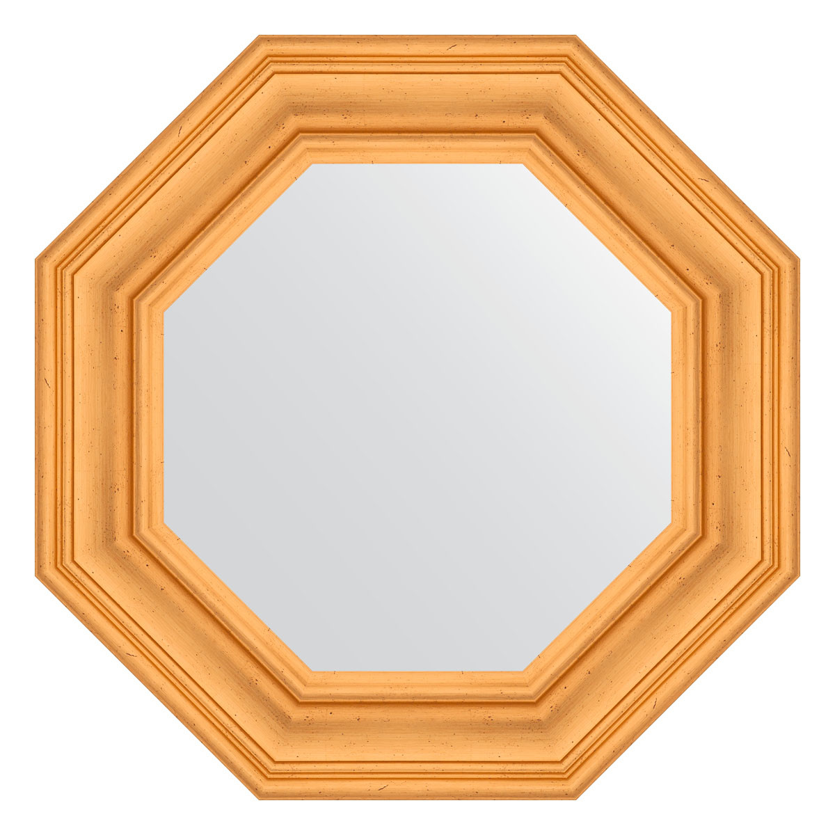 Зеркало в багетной раме - травленое золото 59х59см Evoform Octagon BY 3817