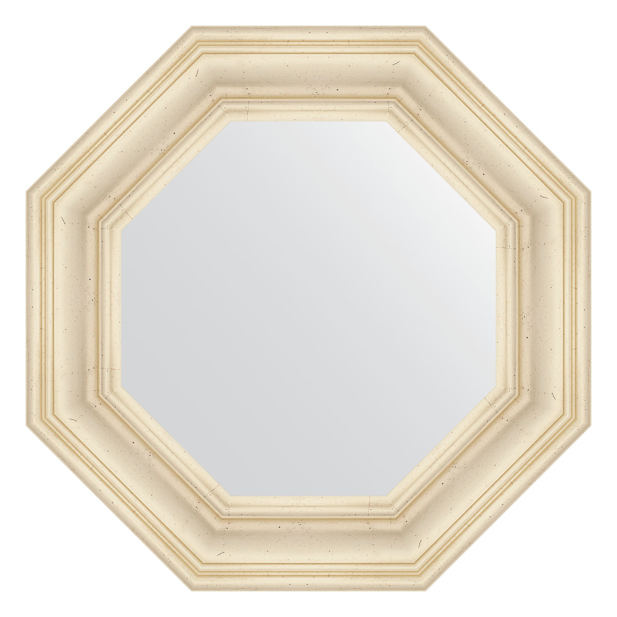 Зеркало в багетной раме - травленое серебро 59х59см Evoform Octagon BY 3820
