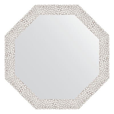Зеркало в багетной раме - чеканка белая 48х48см Evoform Octagon BY 3676