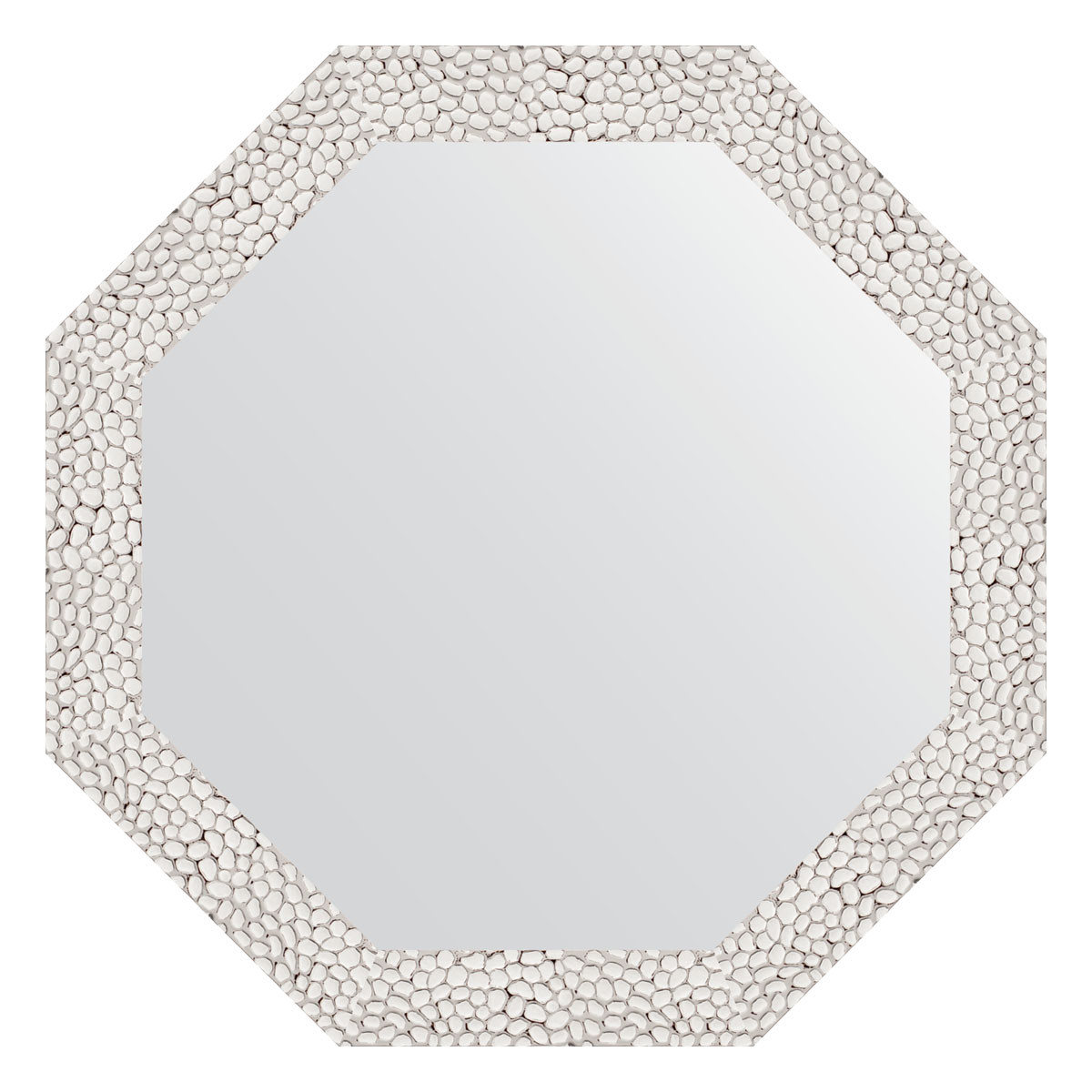 Зеркало в багетной раме - чеканка белая 48х48см Evoform Octagon BY 3676