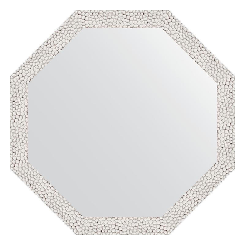 Зеркало в багетной раме - чеканка белая 53х53см Evoform Octagon BY 3955
