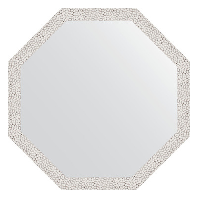 Зеркало в багетной раме - чеканка белая 63х63см Evoform Octagon BY 3956