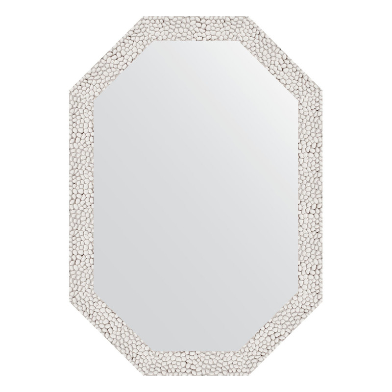 Зеркало в багетной раме - чеканка белая 48х68см Evoform Octagon BY 7001