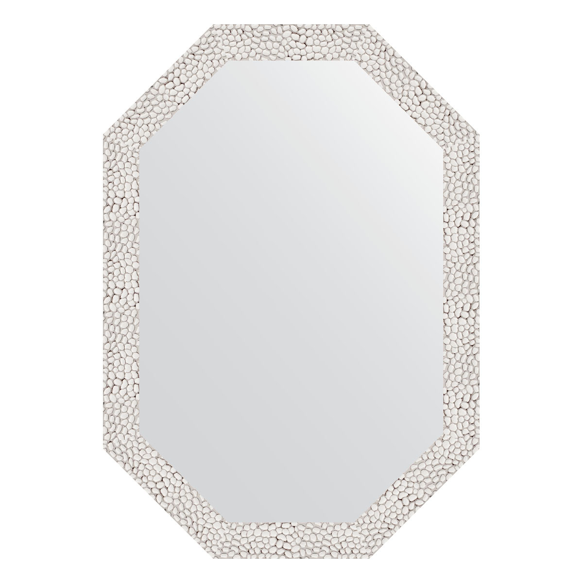Зеркало в багетной раме - чеканка белая 48х68см Evoform Octagon BY 7001