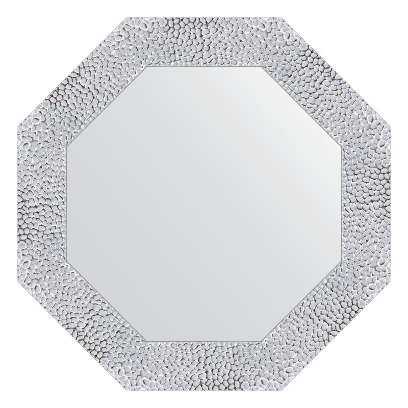 Зеркало в багетной раме - чеканка белая 53х53см Evoform Octagon BY 3868