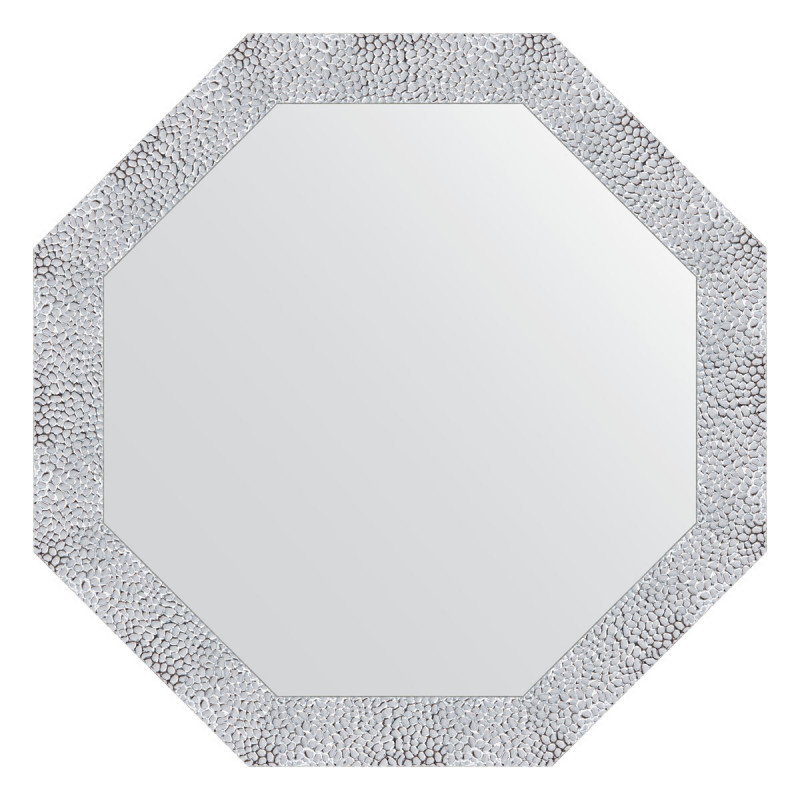 Зеркало в багетной раме - чеканка белая 73х73см Evoform Octagon BY 3870