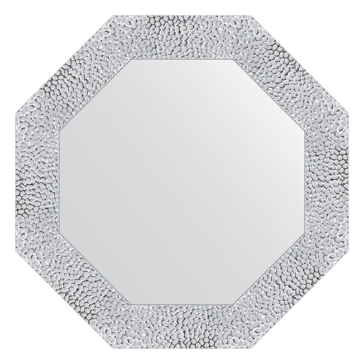Зеркало в багетной раме - чеканка белая 57х57см Evoform Octagon BY 7398