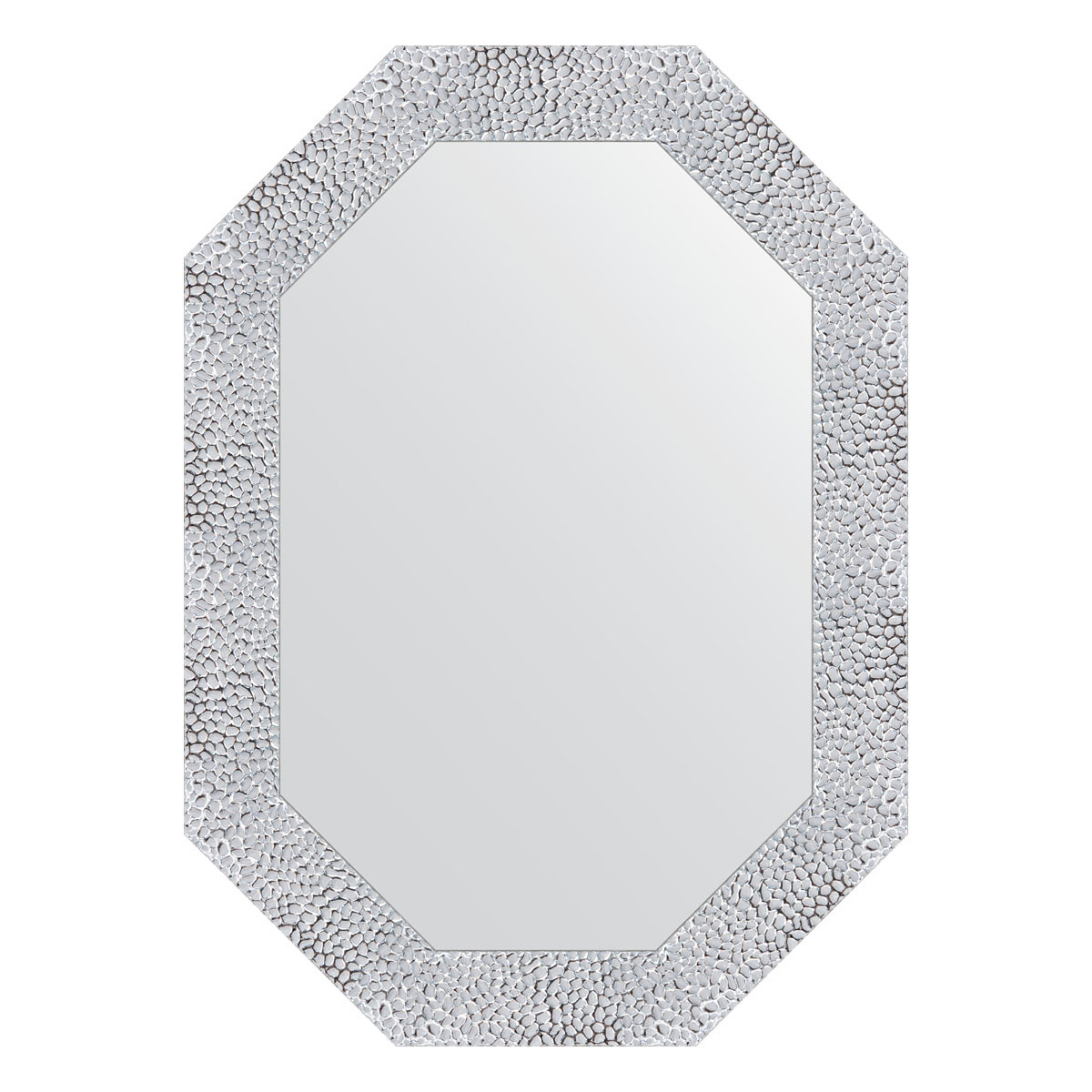 Зеркало в багетной раме - чеканка белая 52х72см Evoform Octagon BY 7277