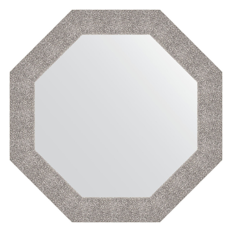 Зеркало в багетной раме - чеканка серебряная 77х77см Evoform Octagon BY 3804