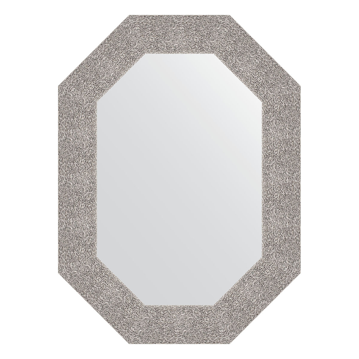 Зеркало в багетной раме - чеканка серебряная 56х76см Evoform Octagon BY 7185