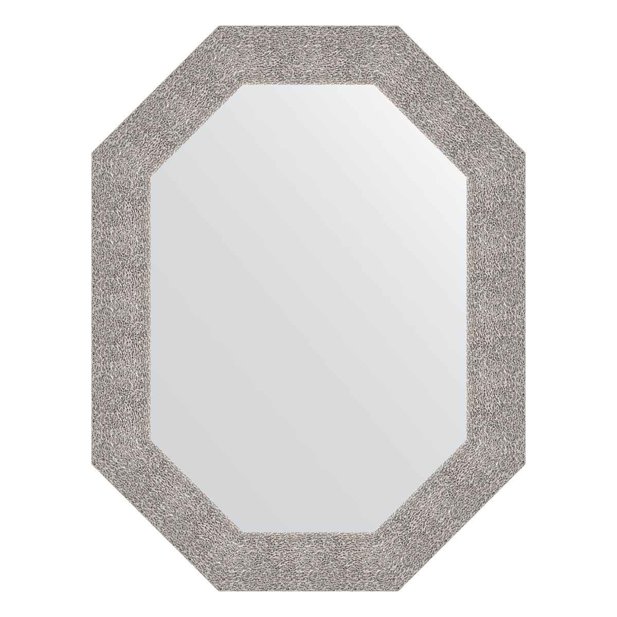 Зеркало в багетной раме - чеканка серебряная 66х86см Evoform Octagon BY 7187