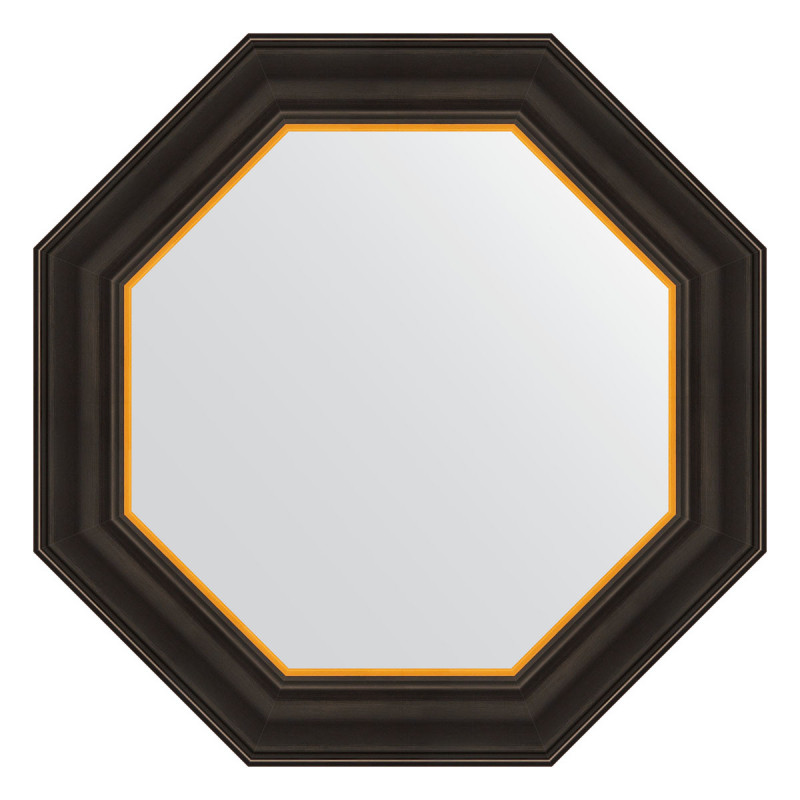 Зеркало в багетной раме - черное дерево с золотом 54х54см Evoform Octagon BY 3874