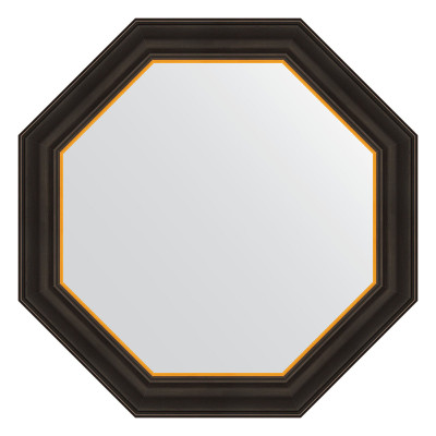 Зеркало в багетной раме - черное дерево с золотом 64х64см Evoform Octagon BY 3875