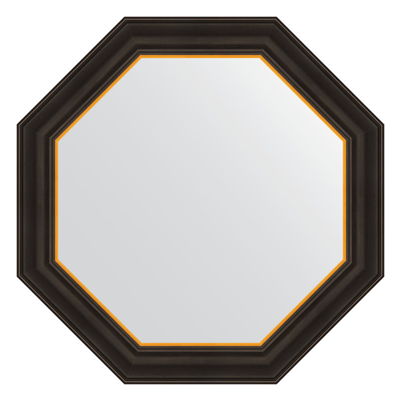Зеркало в багетной раме - черное дерево с золотом 64х64см Evoform Octagon BY 3875