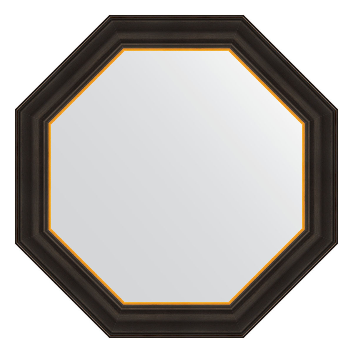 Зеркало в багетной раме - черное дерево с золотом 64х64см Evoform Octagon BY 3875