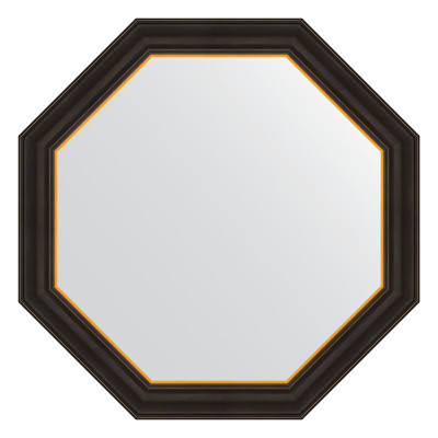 Зеркало в багетной раме - черное дерево с золотом 74х74см Evoform Octagon BY 3876