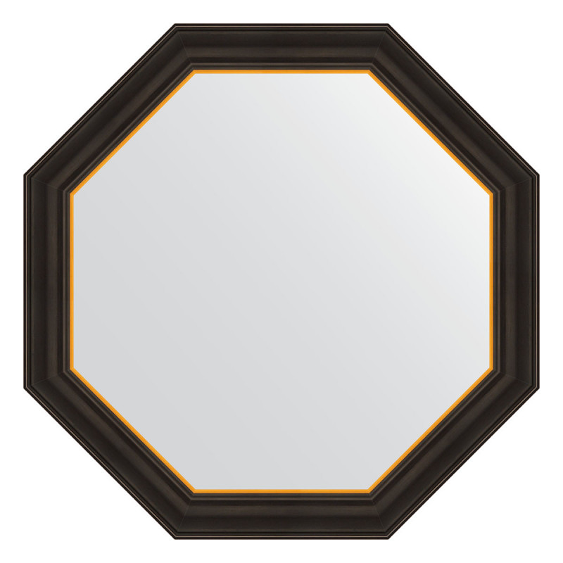 Зеркало в багетной раме - черное дерево с золотом 74х74см Evoform Octagon BY 3876