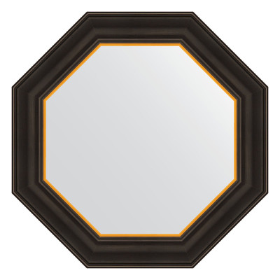 Зеркало в багетной раме - черное дерево с золотом 58х58см Evoform Octagon BY 7402