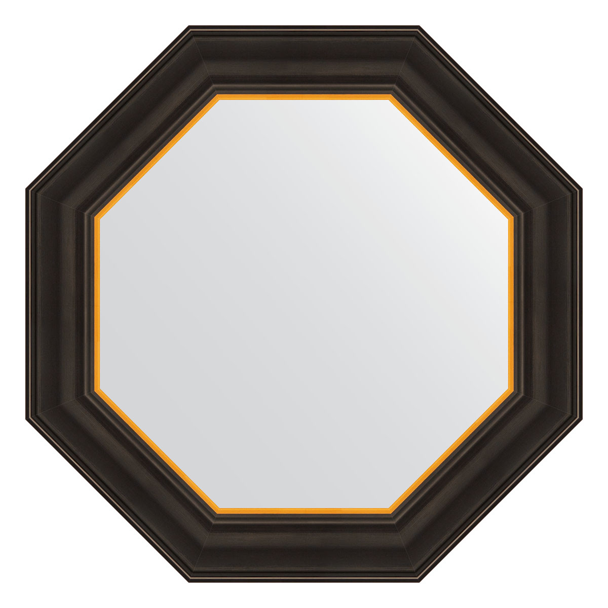 Зеркало в багетной раме - черное дерево с золотом 58х58см Evoform Octagon BY 7402