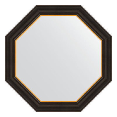 Зеркало в багетной раме - черное дерево с золотом 68х68см Evoform Octagon BY 7403