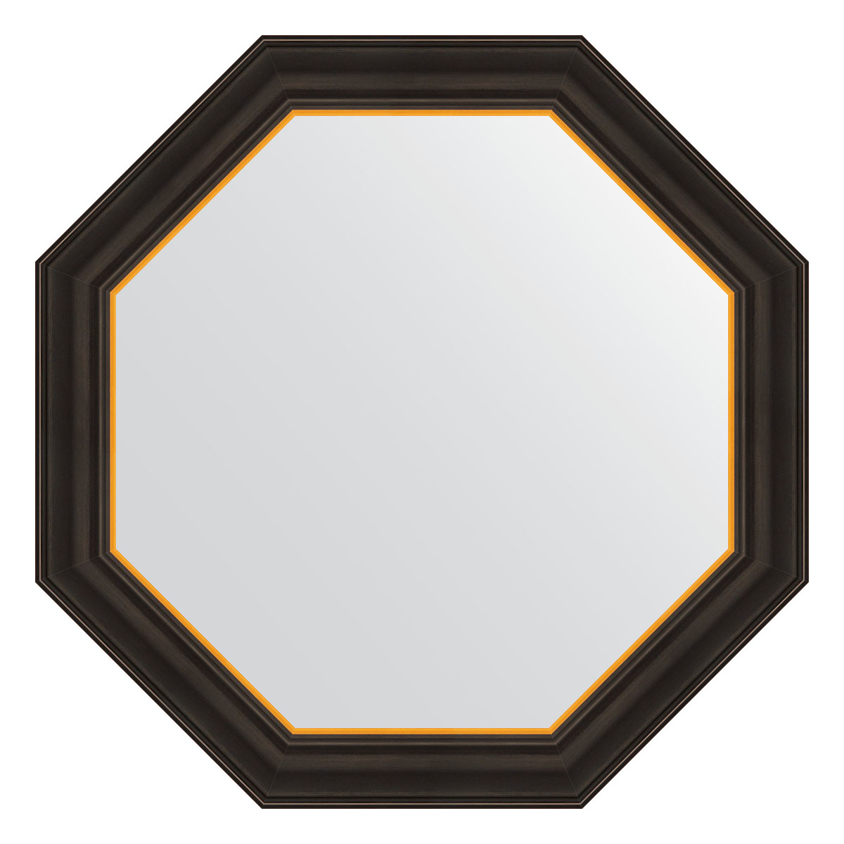 Зеркало в багетной раме - черное дерево с золотом 68х68см Evoform Octagon BY 7403