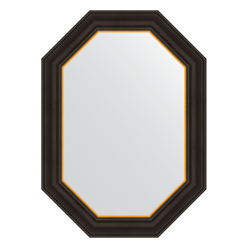Зеркало в багетной раме - черное дерево с золотом 53х73см Evoform Octagon BY 7285