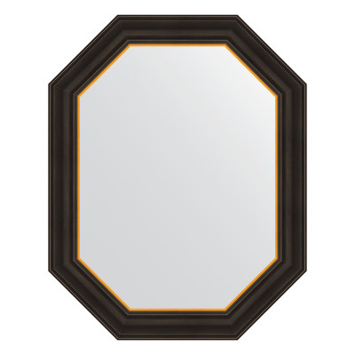 Зеркало в багетной раме - черное дерево с золотом 58х73см Evoform Octagon BY 7286