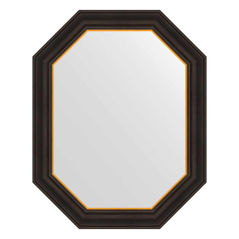 Зеркало в багетной раме - черное дерево с золотом 58х73см Evoform Octagon BY 7286