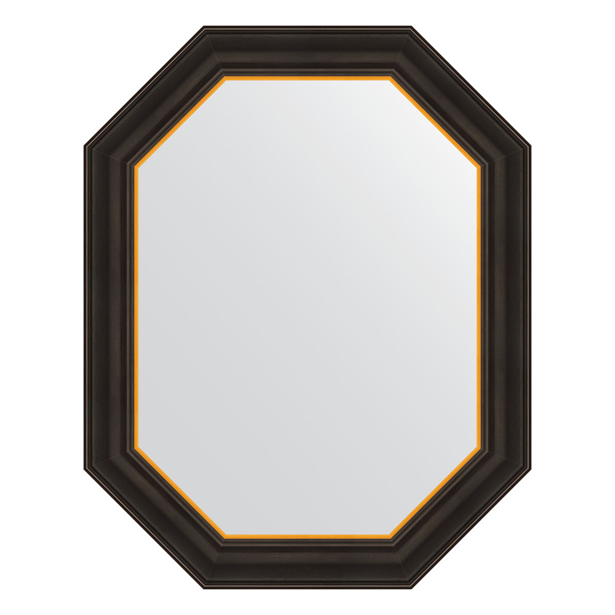 Зеркало в багетной раме - черное дерево с золотом 58х73см Evoform Octagon BY 7286
